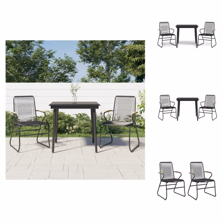 vidaXL Set da pranzo da giardino 3 pezzi in PVC rattan nero - Set di mobili da giardino