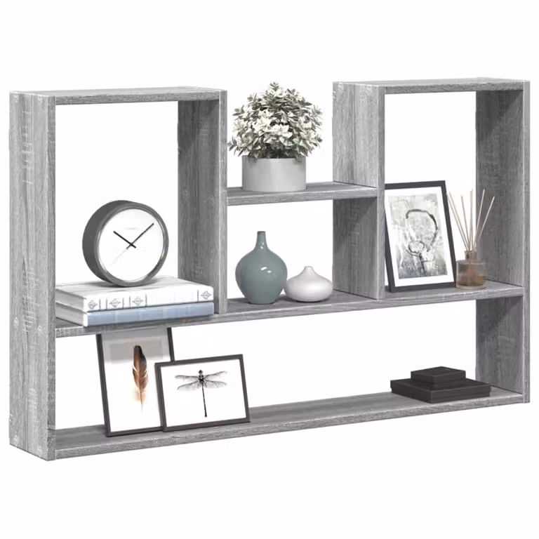 vidaXL Mensola a Muro Moderna Grigia in MDF L: 99 cm, P: 15 cm, H: 60 cm