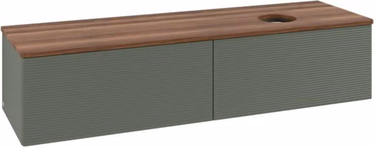 V&B Mobiletto con struttura frontale - illuminazione Antao 160x50cm, WBP w. wal, lea gre. m Lac