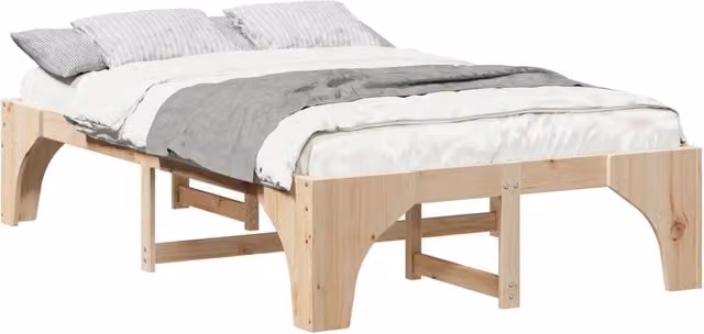 Letto matrimoniale moderno in pino massello marrone DESIGN IN L/P/H: 142 x 197 x 200 cm – 1