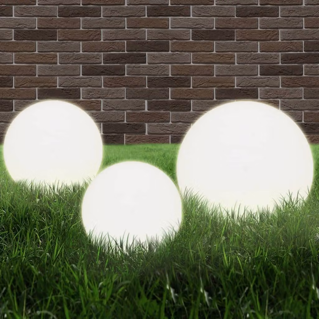 The Living Store Set di luci da giardino a LED 3 pezzi sferici 20/30/40 cm PMMA