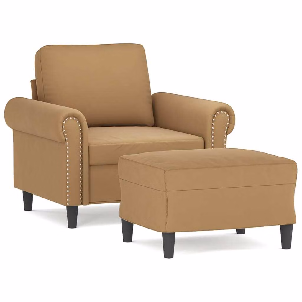 Poltrona con Poggiapiedi Marrone 60 cm in Velluto