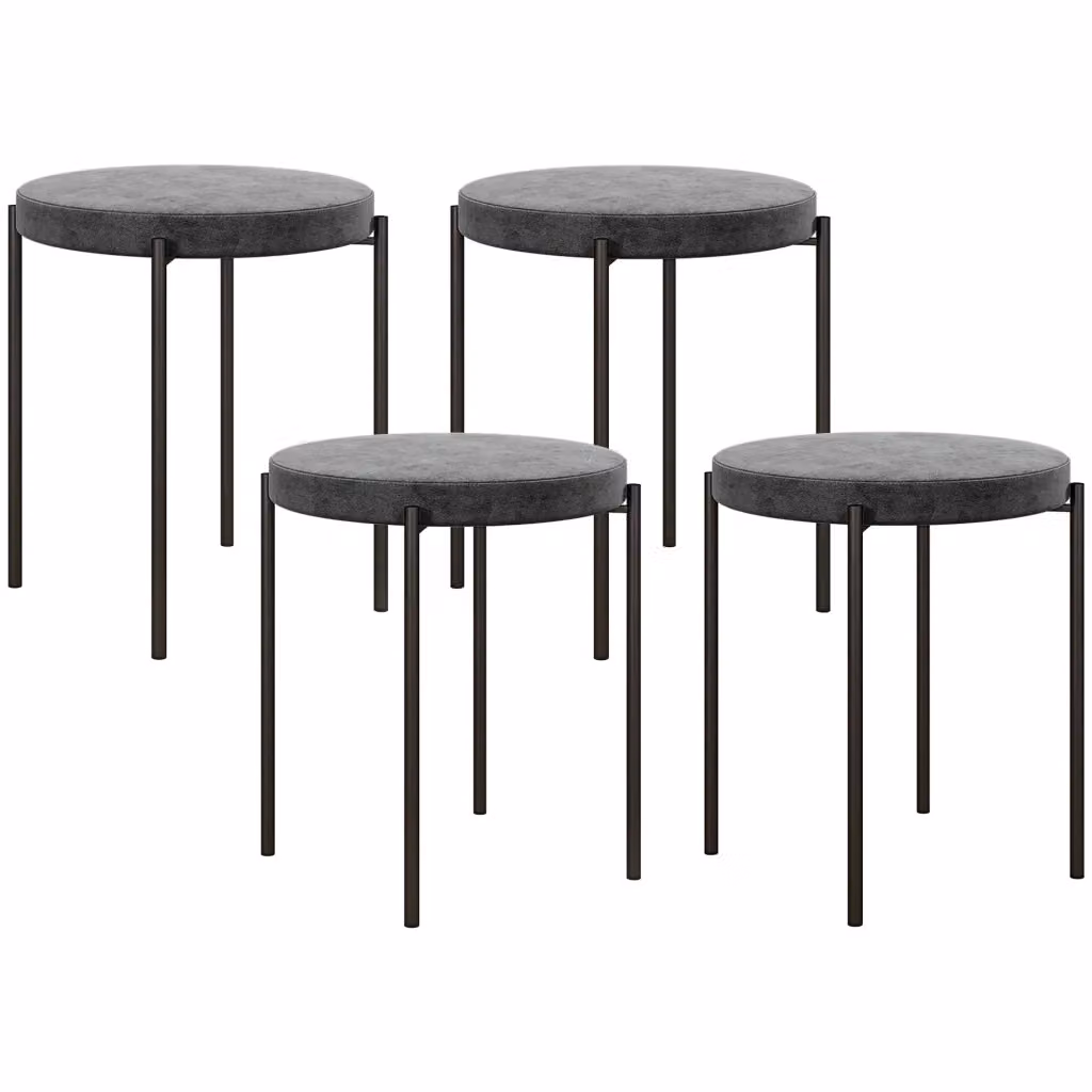 Set di 4 sgabelli da cucina impilabili Xylo in velluto grigio scuro L/P/H: 41,5 x 41,5 x 46 cm – 2
