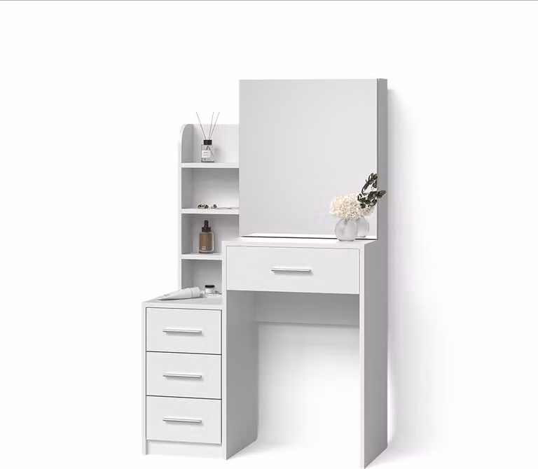 Tavolo da toeletta Livinity Loreta Bianco 80 cm con specchio, Model 52354