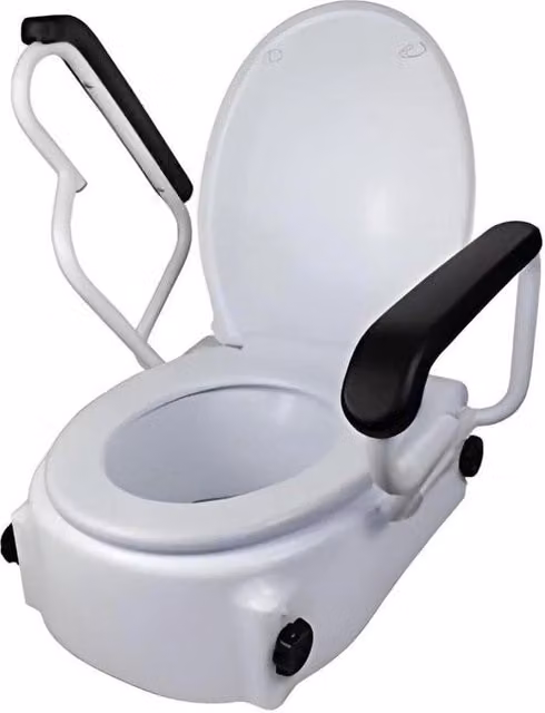 Altezza WC per anziani 19 cm - Con coperchio e braccioli - Bianco