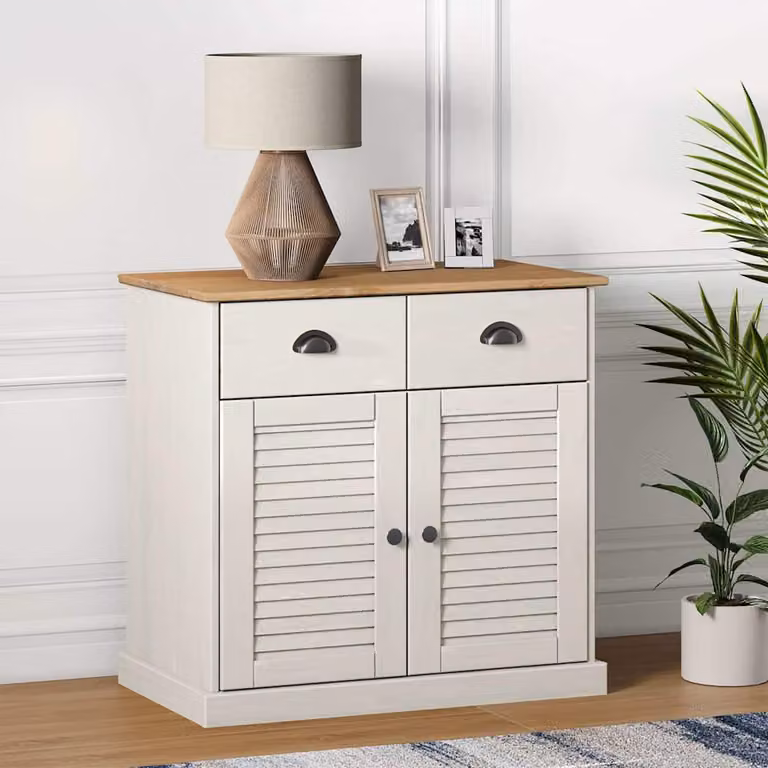 Credenza con cassetti VIGO vidaXL in legno massello di pino bianco, stile moderno, L 78 cm x P 40 cm x H 75 cm
