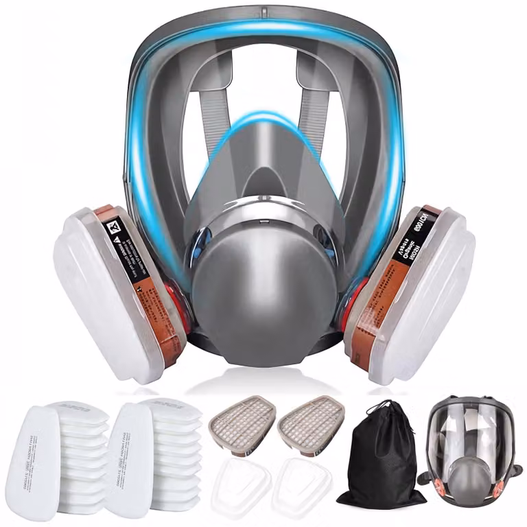 Mascherina per il viso con efficacia filtrante del 99,99% - Riutilizzabile - Protezione per il viso - Include 22 filtri - Adatta per vapori organici - Design professionale - Maschere antigas