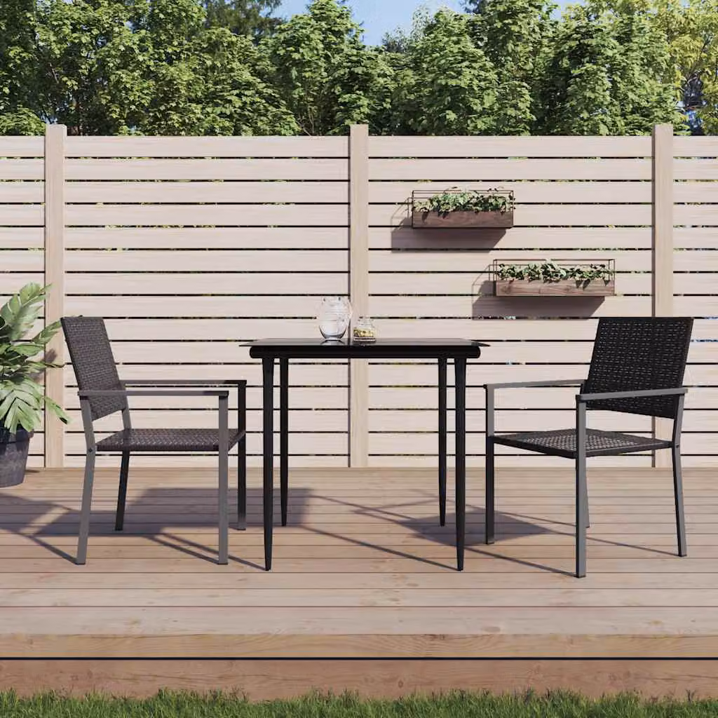 Set di 2 sedie da giardino vidaXL in polyrattan nere con braccioli L/P/H: 54 x 62,5 x 89 cm