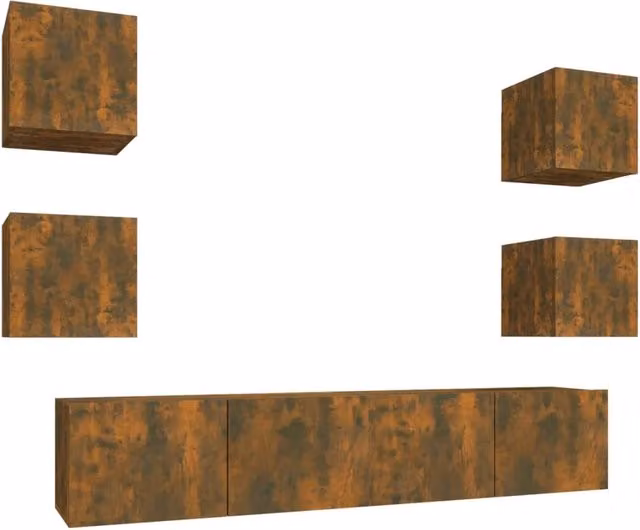 Set mobili credenza TV mobile televisione soggiorno camera da letto 6 pezzi rovere fumo legno multistrato marrone 02_0025102
