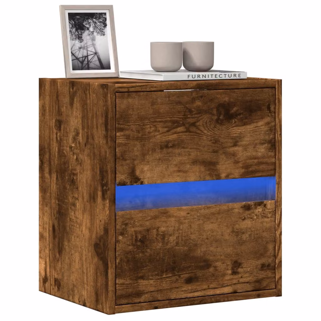 Mobile TV a parete con luci LED vidaXL in rovere fumo L: 41 cm, P: 31 cm, H: 45 cm