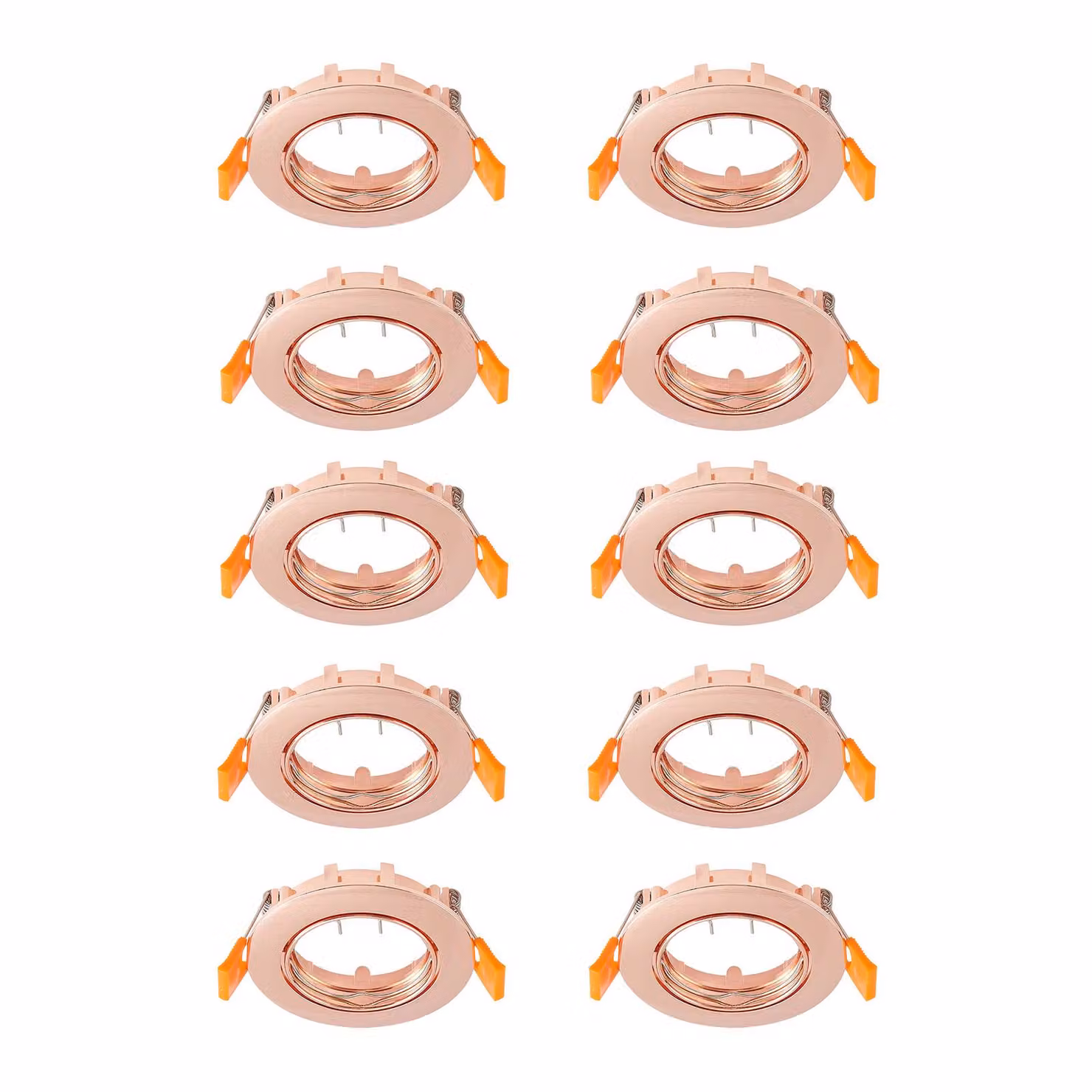 Prios plafoniera a incasso Fibur, rame, zinco, Ø8,2 cm, 10 unità Fibur PRIOS, dimmerabile, Rame, Soggiorno / Sala da pranzo, Metallo, Moderno