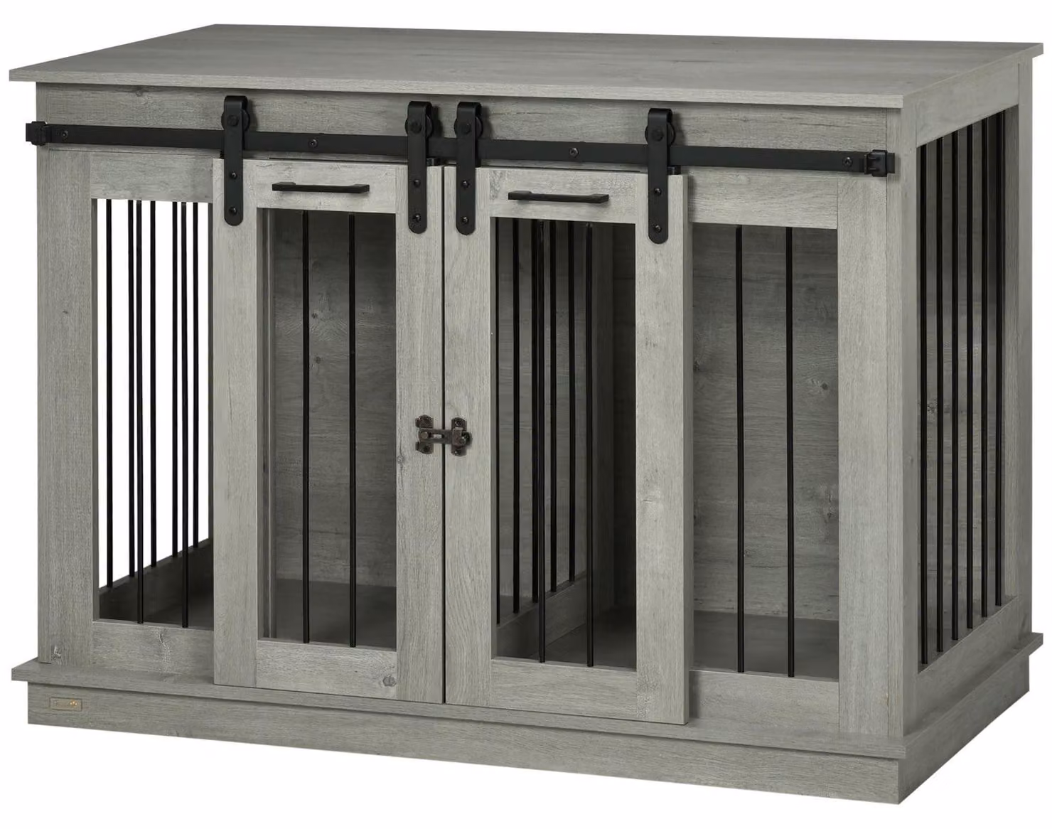 Gabbia per cani, Gabbia per animali domestici, Cuccia per cani con opzione due stanze per cani di taglia media, Gabbia per cani con doppie porte, Cuccia per cani, Grigio, 120 x 60 x 88,5 cm