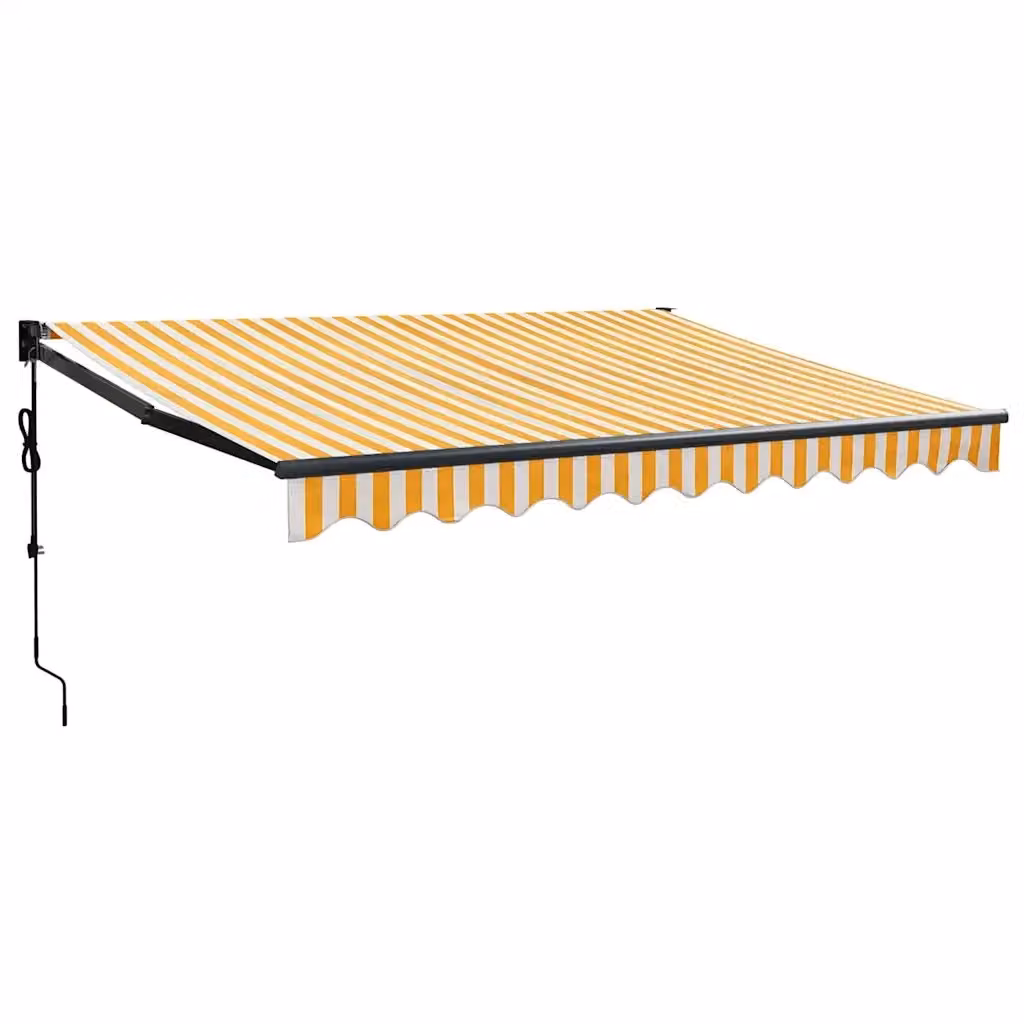Tenda da sole automatica retrattile Videx con motore, montaggio a parete, in alluminio e poliestere, colori giallo e bianco, L: 3,5 m x P: 2,5 m – 2