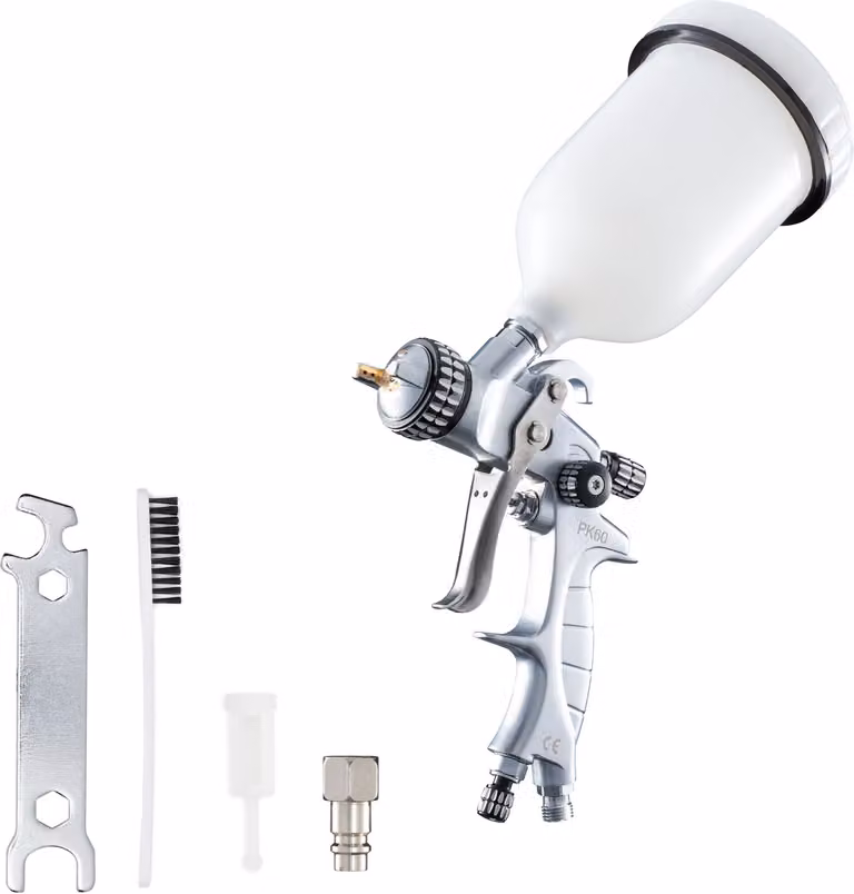 Pistola a spruzzo Benbow PK60, set di 3, ugello da 1,3 mm nel set, serbatoio 600 ml, pressione 2 bar