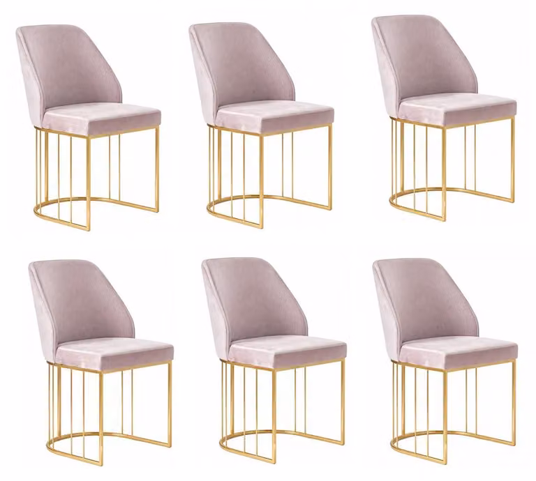 Set di 6 sedie, colore rosa, stile moderno, confortevoli, eleganti, lussuose