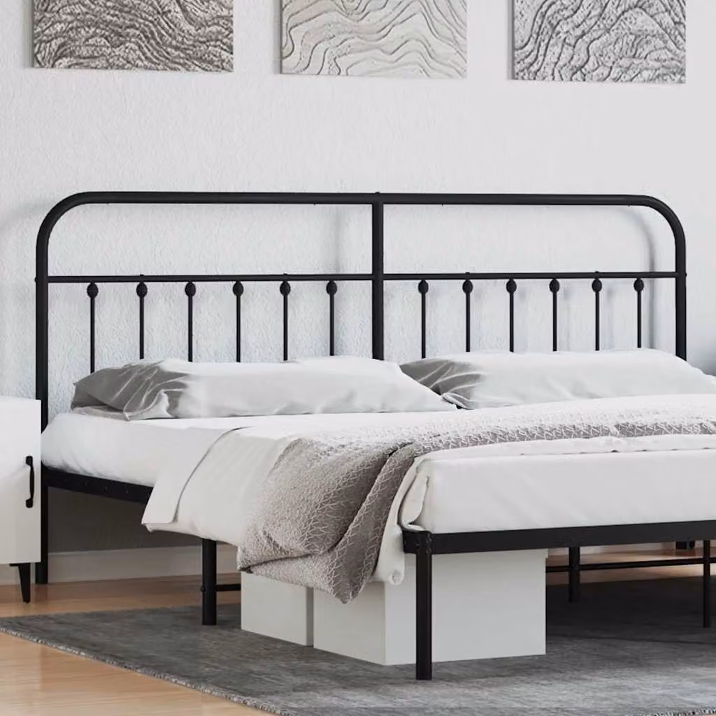 Testiera di ricambio vidaXL in metallo nero laccato per camera da letto, L: 206 cm