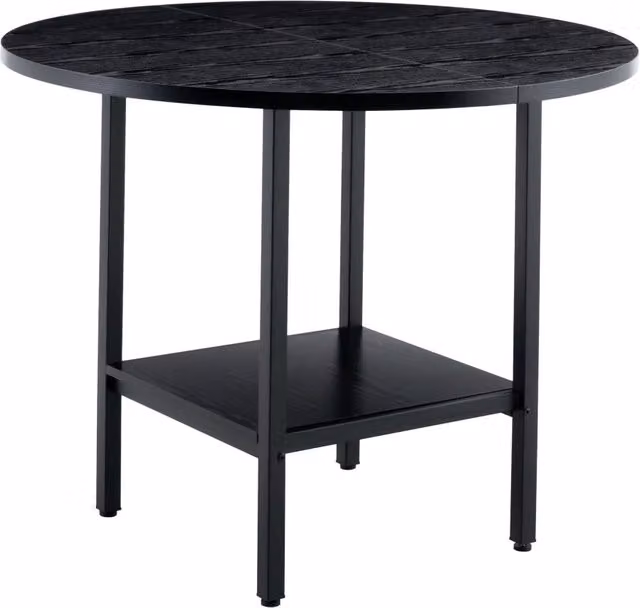 Tavolo da pranzo rotondo REDOM nero con ripiano in MDF e struttura in metallo, Diametro: 100 cm, Altezza: 77 cm
