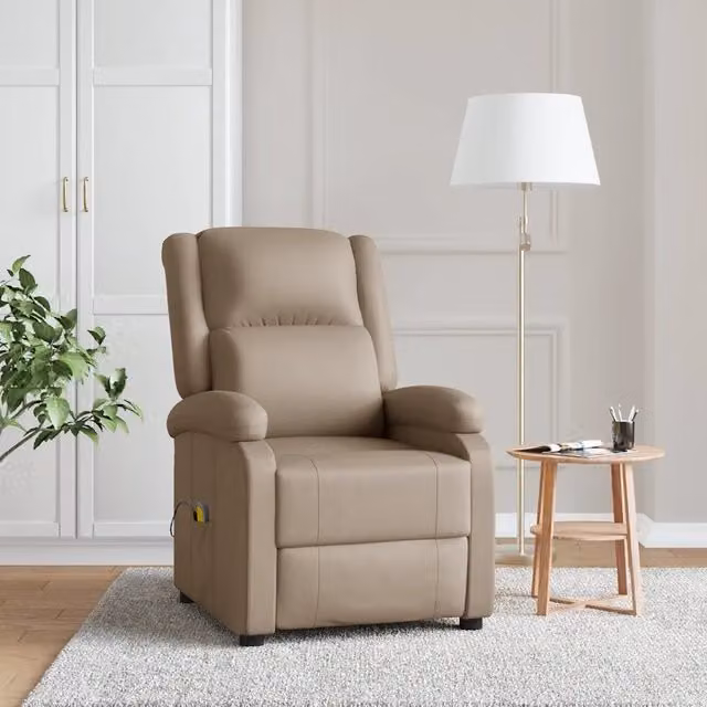 Poltrona relax reclinabile vidaXL in similpelle beige con braccioli
