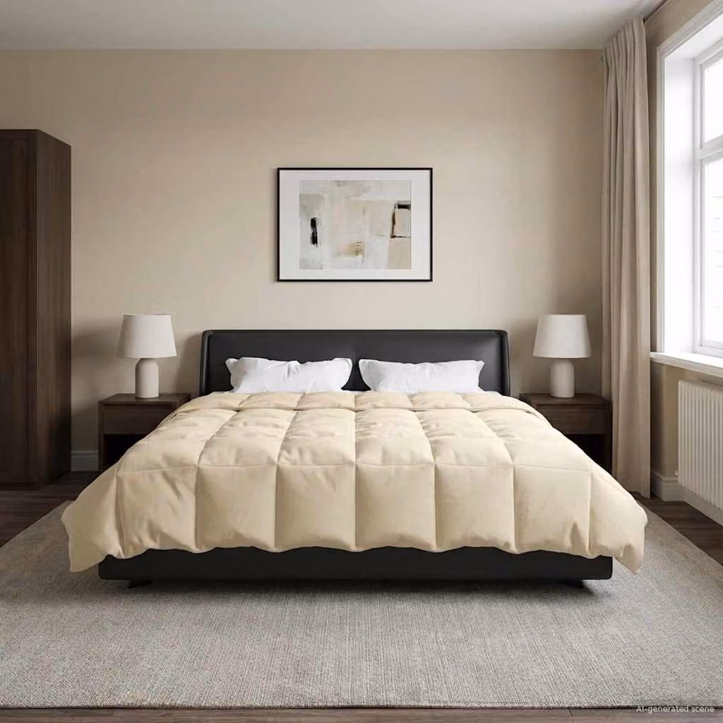 Piumone invernale traspirante e reversibile vidaXL in microfibra, beige, L: 240 cm, P: 220 cm