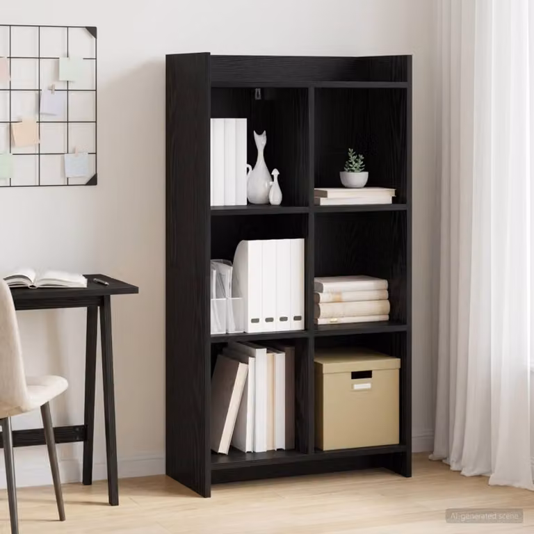 Libreria moderna vidaXL in legno MDF nero con pannello posteriore L: 59 cm, P: 30 cm, H: 111 cm