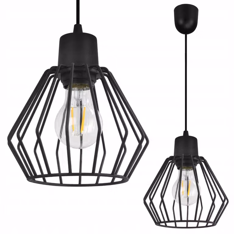 Lampada a sospensione, lampadario da soffitto, paralume in filo metallico, LED