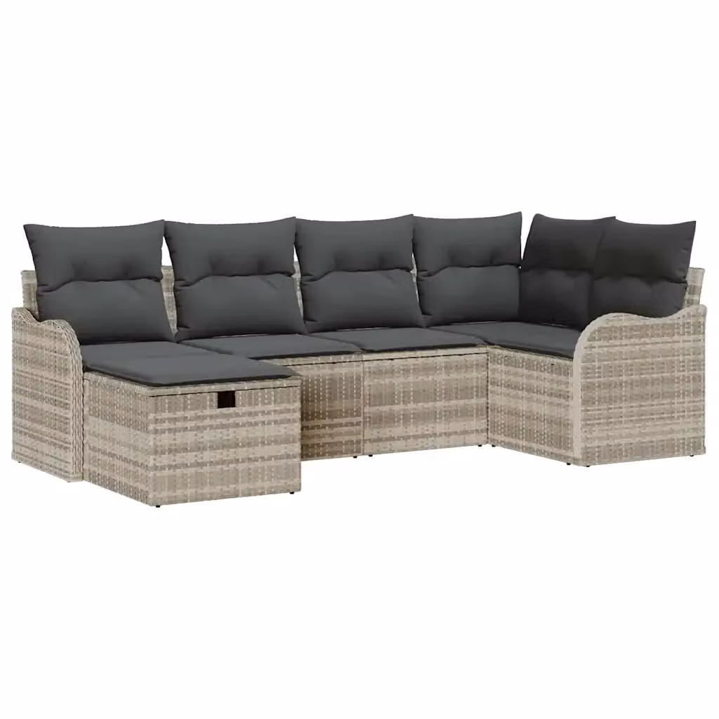 Set Divano da Giardino vidaXL 6 pz a Forma a L con Cuscini Grigio – 2
