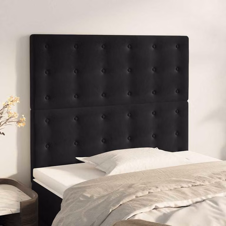Testiera per letto vidaXL in velluto nero con pannello imbottito L: 100 cm, P: 5 cm, H: 118-128 cm