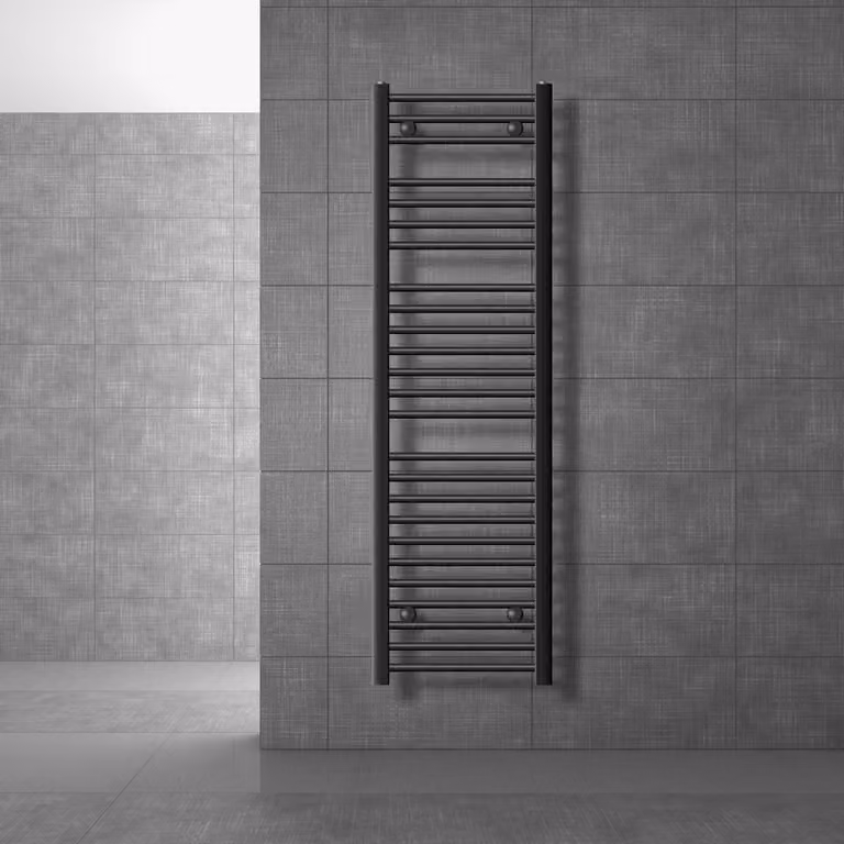 LuxeBath radiatore bagno Sahara, 400x1500 mm, antracite, diritto con attacco laterale, senza elemento riscaldante