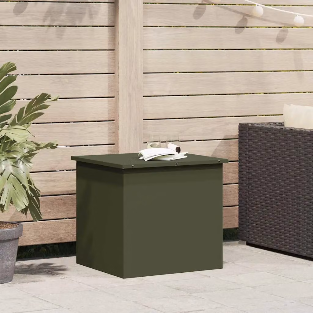 vidaXL Cassa per cuscini da giardino in acciaio zincato verde L 55 cm, P 50,5 cm, H 50 cm