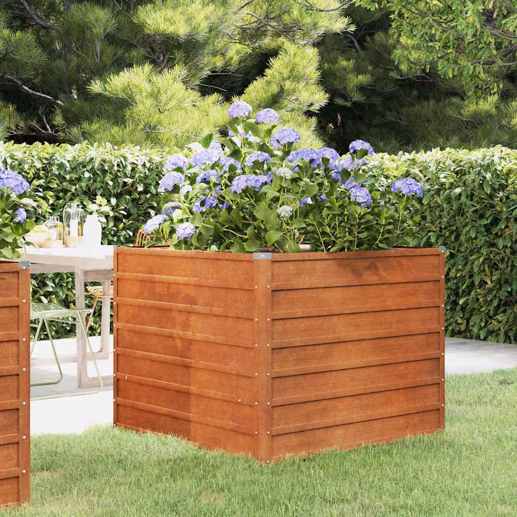 Letto rialzato da giardino vidaXL in acciaio Corten color marrone L/P/H: 100 x 100 x 77 cm