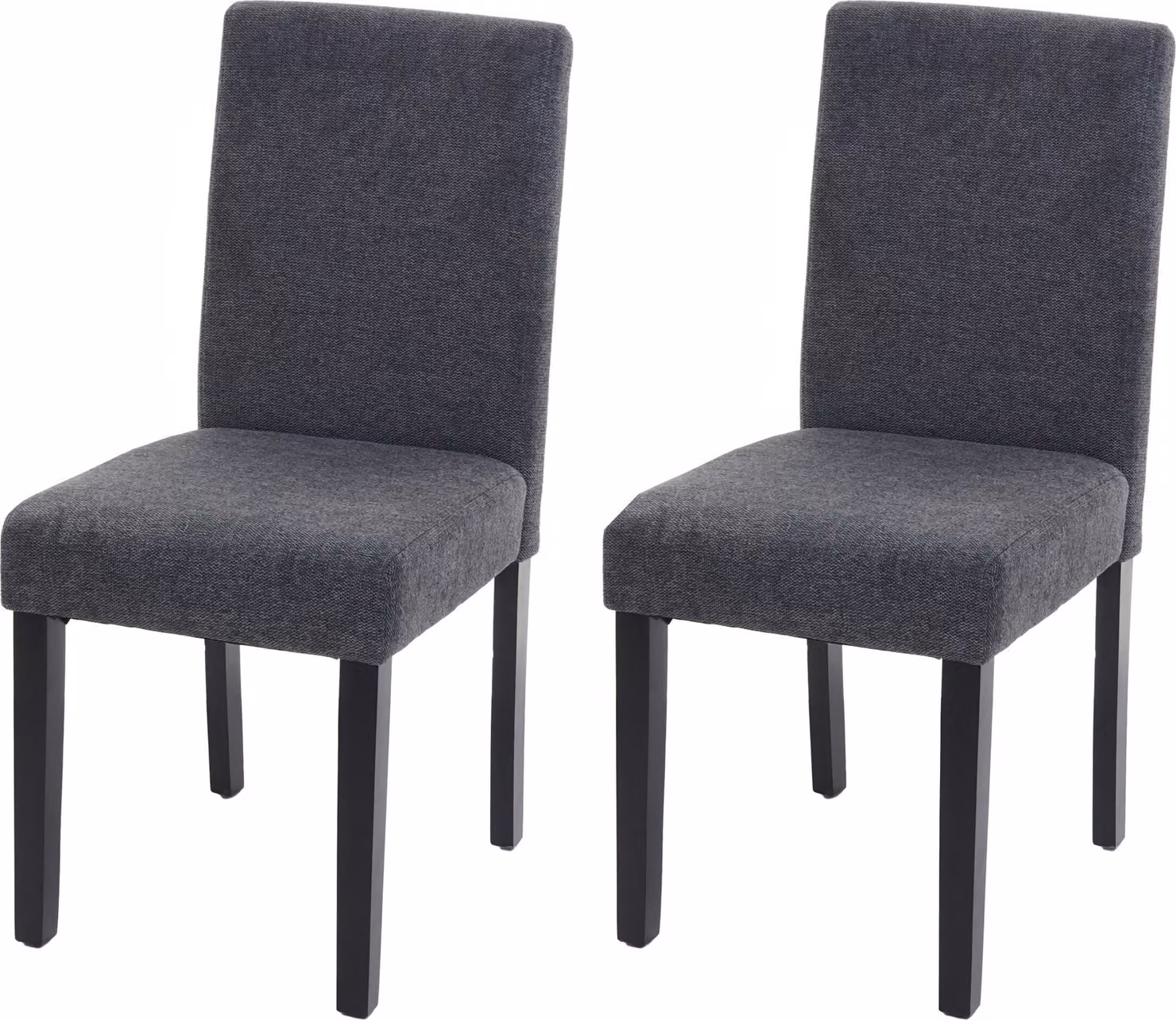 set di 2 sedie per sala da pranzo Sedia da cucina Littau ~ tessuto, grigio antracite, gambe scure
