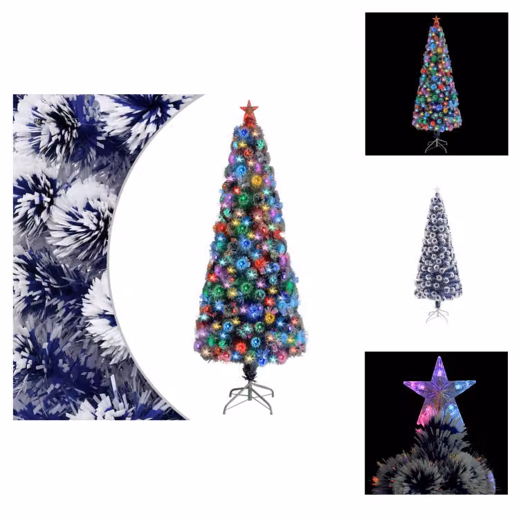 vidaXL Albero di Natale artificiale con illuminazione 240 cm in fibra di vetro - Alberi di Natale