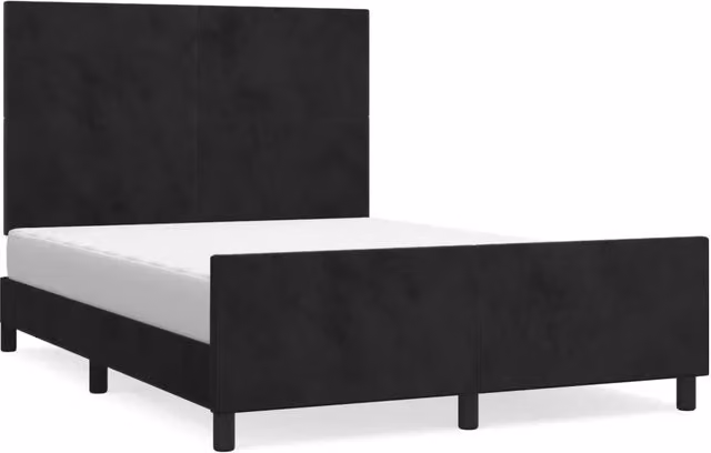 Letto matrimoniale | Letto per adulti | Giroletto senza Materasso Nero 140x200 cm in Velluto