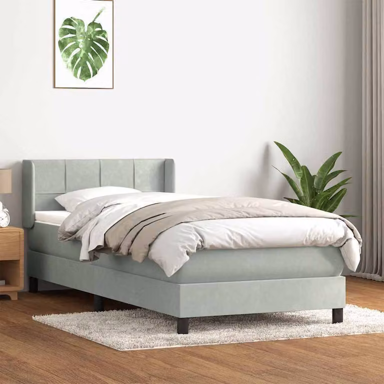 Maison Exclusive - Giroletto a Molle con Materasso Grigio Chiaro 80x210 cm Velluto
