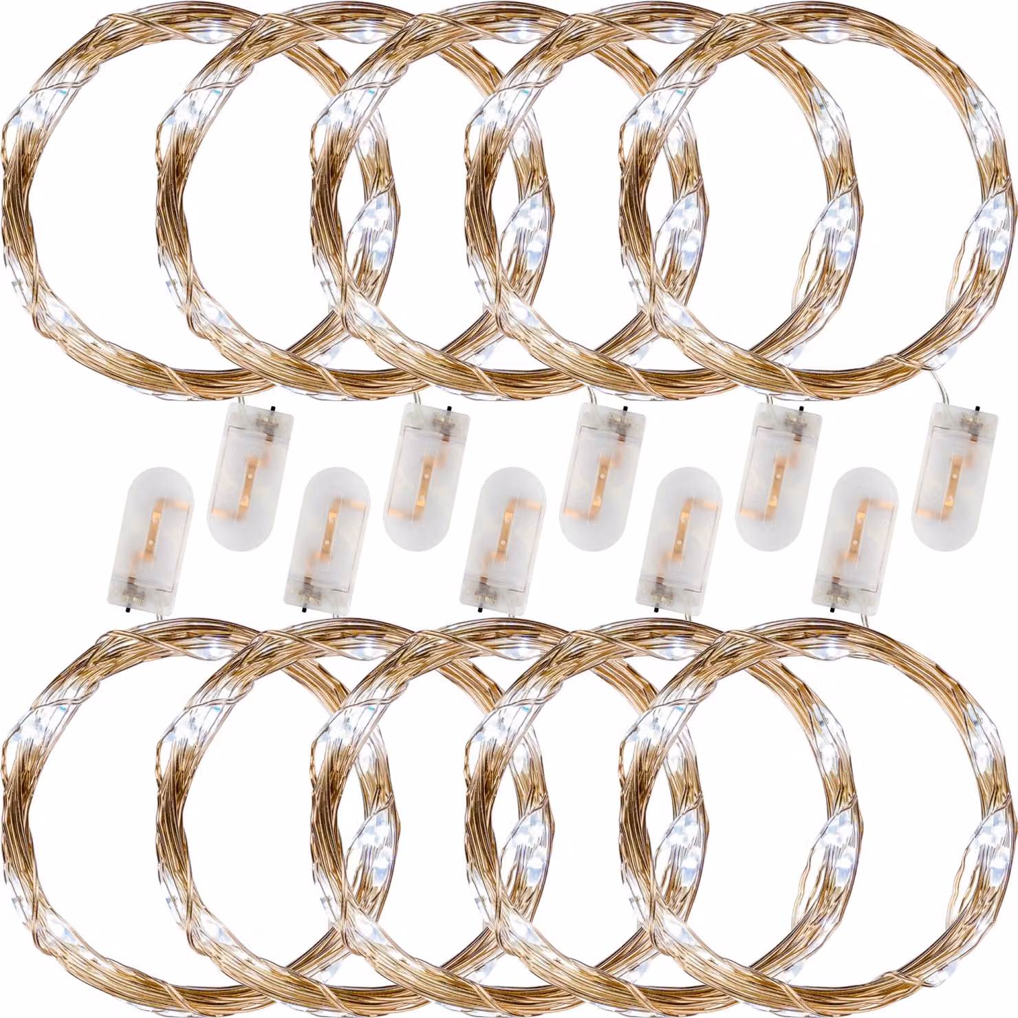 Set di 10 fili luminosi, 25 LED, bianco freddo, batteria