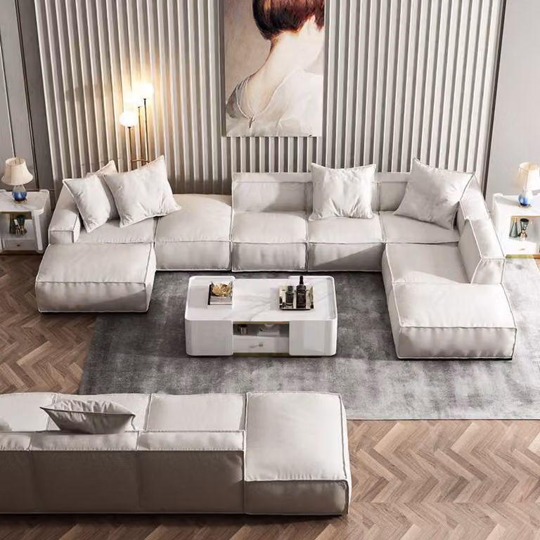 Wohnlandschaft Ecksofa U-Form Sofa Couch Design Couch Textil Modern Polster