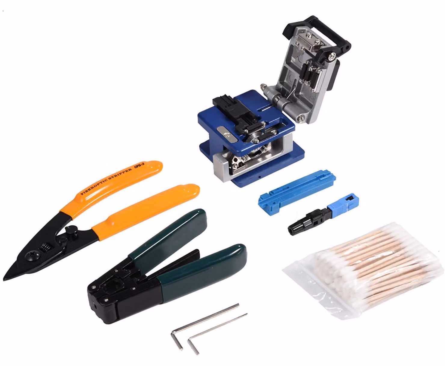 Kit di strumenti per fibra ottica - Divisore di fibra ottica - Spelacavi - Forbici - Cacciavite - Leggero e resistente - Strumenti per fibra ottica