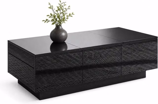 Tavolino da salotto moderno REDOM nero lucido L/P/H: 100 x 31 x 50 cm – 1