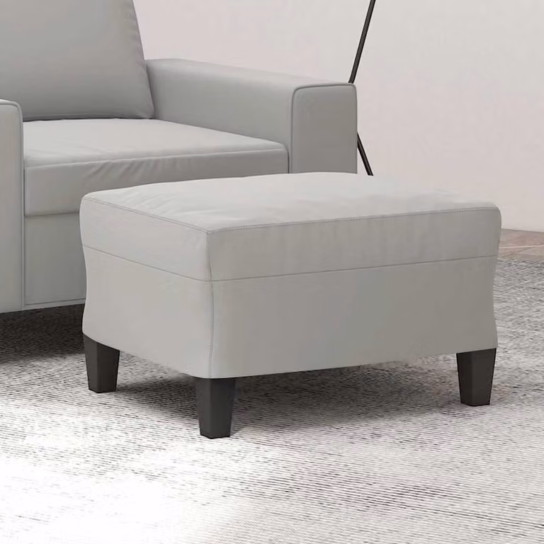 vidaXL Poggiapiedi in Tessuto Microfibra Grigio L: 60 cm, P: 50 cm, H: 41 cm