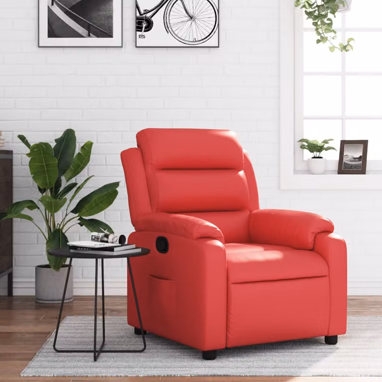 Poltrona Reclinabile Relax vidaXL Rossa in Similpelle con Braccioli e Reclinazione Manuale