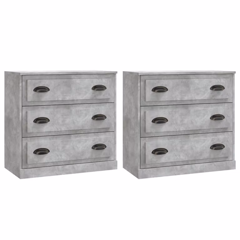 Credenze 2 pz Grigio Cemento in Legno Multistrato