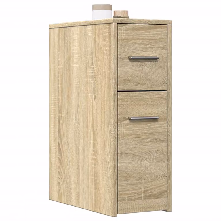 Armadietto da Bagno Stretto con Ruote vidaXL in Rovere Sonoma, Marrone