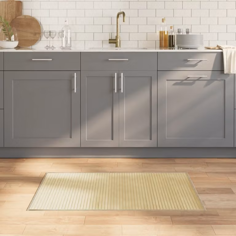 Tappeto rettangolare moderno vidaXL in bambù e polipropilene, colore beige, L: 100 cm, P: 60 cm