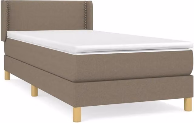 Letto singolo | Letto per adulti | Giroletto a Molle con Materasso Tortora 90x200 cm inTessuto