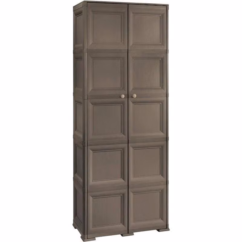 Armadio Tontarelli con 2 Ante e Ripiani Interni per Lavanderia e Ingresso, Colore Marrone/Nero, L: 79 cm, P: 43 cm, H: 203 cm – 2