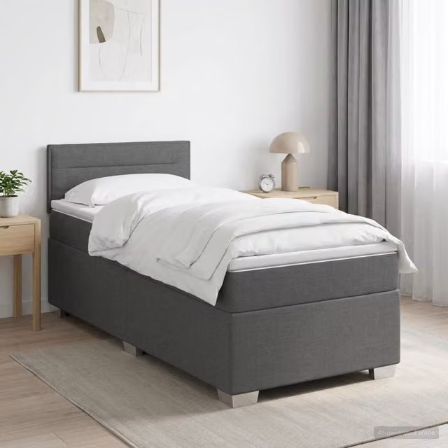 Letto con Box Spring, Materasso e LED Grigio Scuro Singolo 3452037