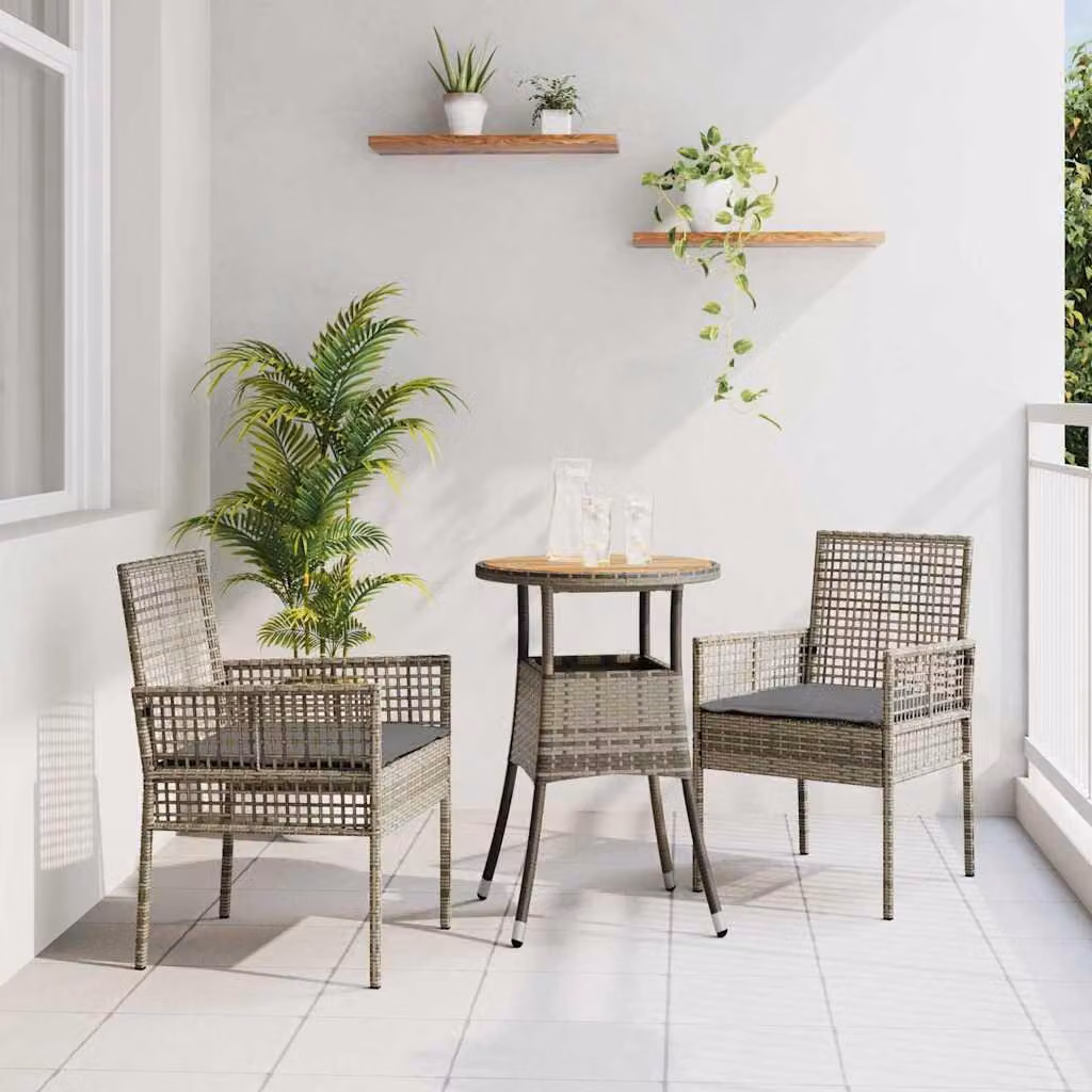 Maison Exclusive - Set da Pranzo per Giardino 3 pcs Grigio polyrattan