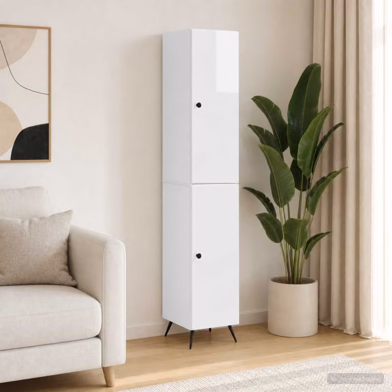 Set di 2 armadi moderni vidaXL in MDF bianco lucido per soggiorno o ufficio in casa