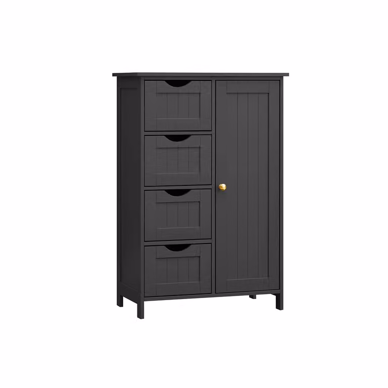 Mobile da Bagno, con 4 Cassetti, 30 x 55 x 82 cm, Nero Inchiostro / Con 4 Cassetti (30P x 55l x 82H cm)
