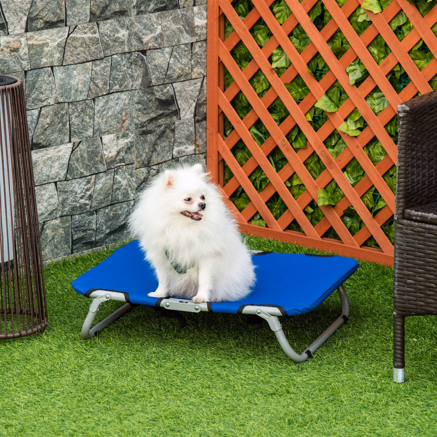 Lettino pieghevole PawHut per cani di piccola taglia, blu, L 59 cm x P 46 cm x H 15 cm – 2